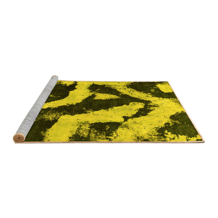 Sideview of Machine Washable Abstract Yellow Modern Rug, wshabs1759yw