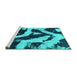 Sideview of Machine Washable Abstract Turquoise Modern Area Rugs, wshabs1759turq