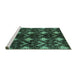 Sideview of Machine Washable Abstract Turquoise Modern Area Rugs, wshabs175turq