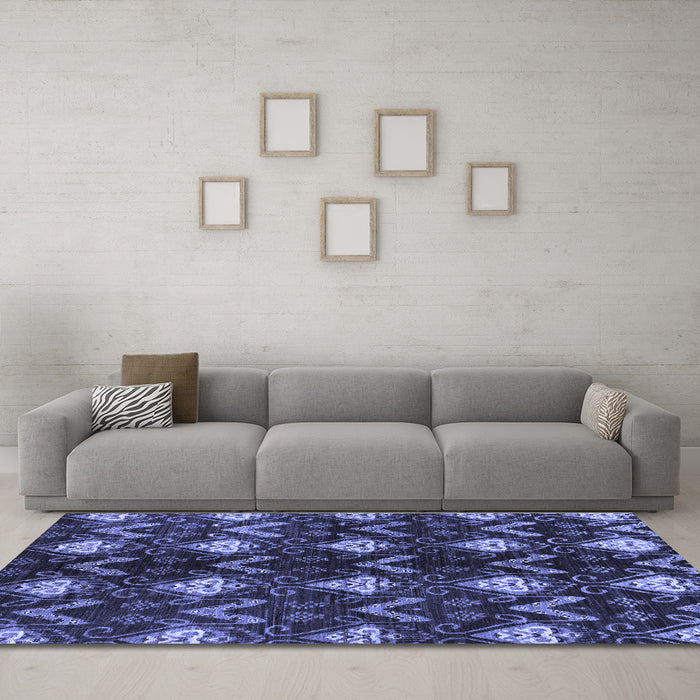 Machine Washable Abstract Blue Modern Rug in a Living Room, wshabs175blu