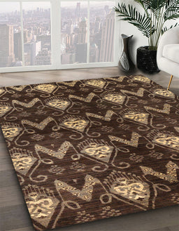 Abstract Red Modern Rug in Family Room, abs175