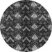 Round Machine Washable Abstract Gray Modern Rug, wshabs175gry