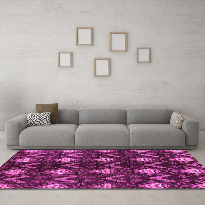 Machine Washable Abstract Pink Modern Rug in a Living Room, wshabs175pnk