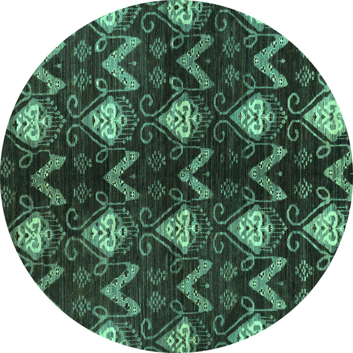 Round Abstract Turquoise Modern Rug, abs175turq
