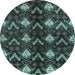 Round Abstract Light Blue Modern Rug, abs175lblu