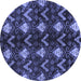 Round Machine Washable Abstract Blue Modern Rug, wshabs175blu