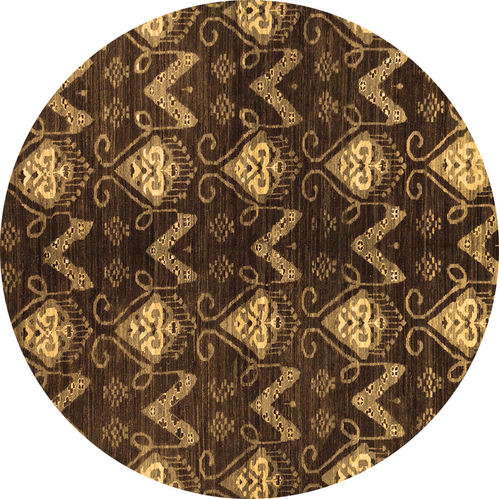 Round Machine Washable Abstract Brown Modern Rug, wshabs175brn