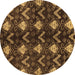 Round Machine Washable Abstract Brown Modern Rug, wshabs175brn