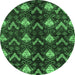 Round Abstract Emerald Green Modern Rug, abs175emgrn