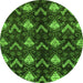 Round Machine Washable Abstract Green Modern Area Rugs, wshabs175grn