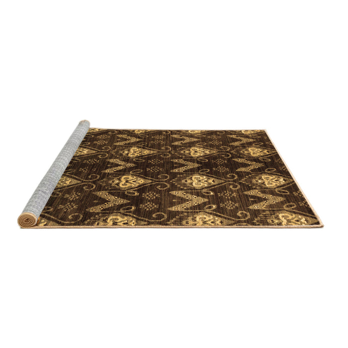 Sideview of Machine Washable Abstract Brown Modern Rug, wshabs175brn