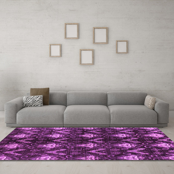 Machine Washable Abstract Purple Modern Area Rugs in a Living Room, wshabs175pur