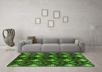 Machine Washable Abstract Green Modern Rug, wshabs175grn