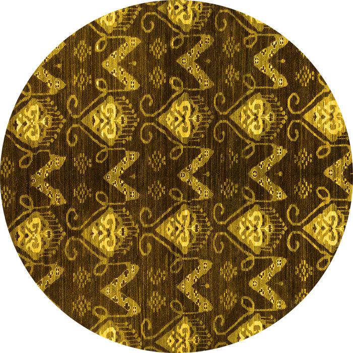 Round Abstract Yellow Modern Rug, abs175yw