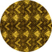 Round Abstract Yellow Modern Rug, abs175yw