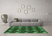 Machine Washable Abstract Emerald Green Modern Area Rugs in a Living Room,, wshabs175emgrn