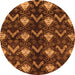 Round Machine Washable Abstract Orange Modern Area Rugs, wshabs175org