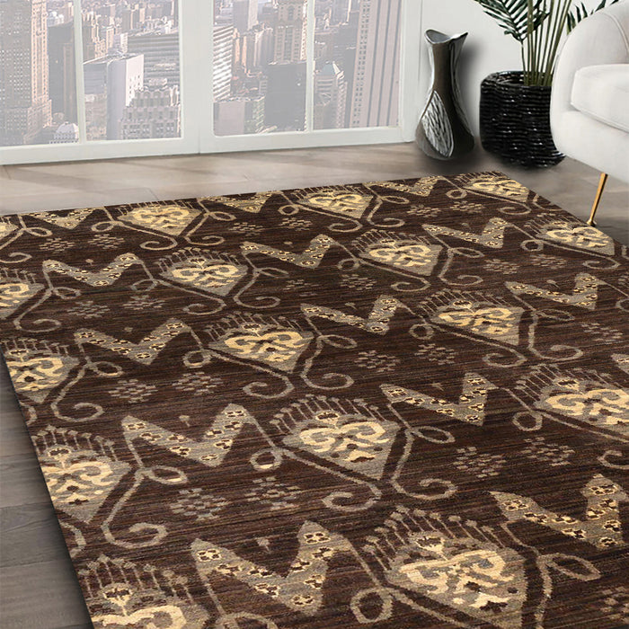 Machine Washable Abstract Night Red Rug in a Family Room, wshabs175