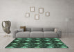 Machine Washable Abstract Turquoise Modern Area Rugs in a Living Room,, wshabs175turq