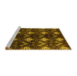Sideview of Machine Washable Abstract Yellow Modern Rug, wshabs175yw