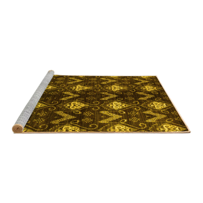Sideview of Machine Washable Abstract Yellow Modern Rug, wshabs175yw