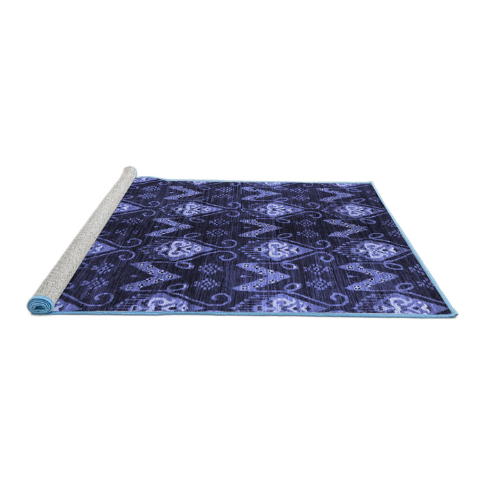 Sideview of Machine Washable Abstract Blue Modern Rug, wshabs175blu