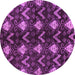 Round Machine Washable Abstract Purple Modern Area Rugs, wshabs175pur