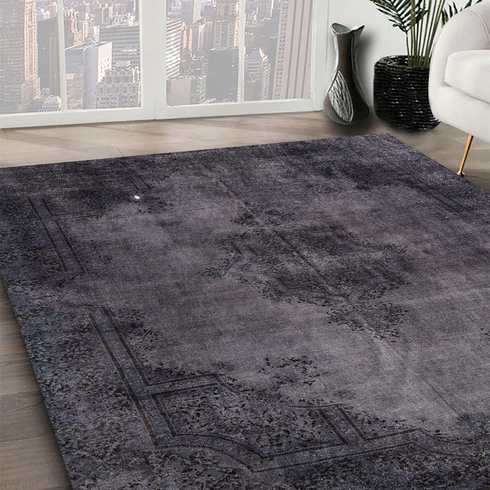 Machine Washable Abstract Grey Gray Rug in a Family Room, wshabs1760