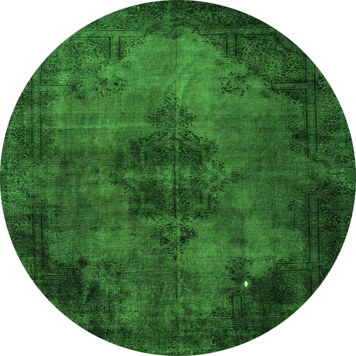 Round Machine Washable Persian Green Bohemian Area Rugs, wshabs1760grn