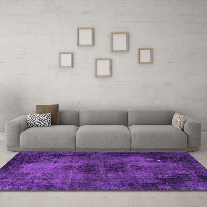 Machine Washable Persian Purple Bohemian Area Rugs in a Living Room, wshabs1760pur