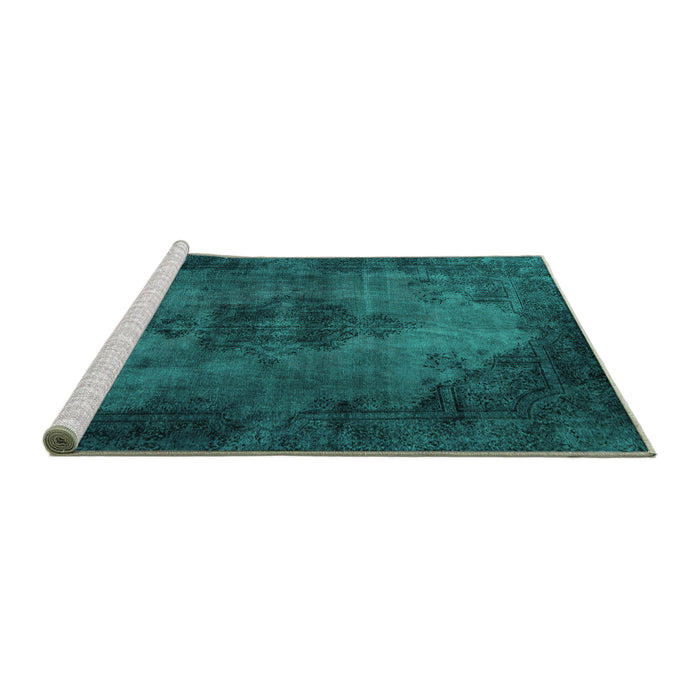 Sideview of Machine Washable Persian Turquoise Bohemian Area Rugs, wshabs1760turq