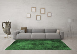 Machine Washable Persian Emerald Green Bohemian Area Rugs in a Living Room,, wshabs1760emgrn