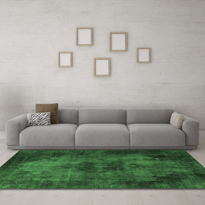 Machine Washable Persian Emerald Green Bohemian Area Rugs in a Living Room,, wshabs1760emgrn