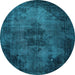 Round Persian Light Blue Bohemian Rug, abs1760lblu