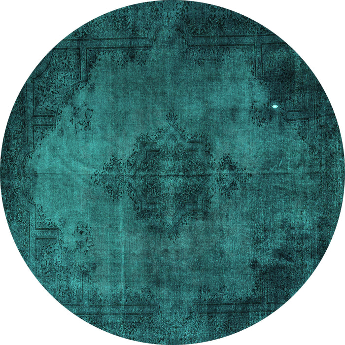 Round Machine Washable Persian Turquoise Bohemian Area Rugs, wshabs1760turq