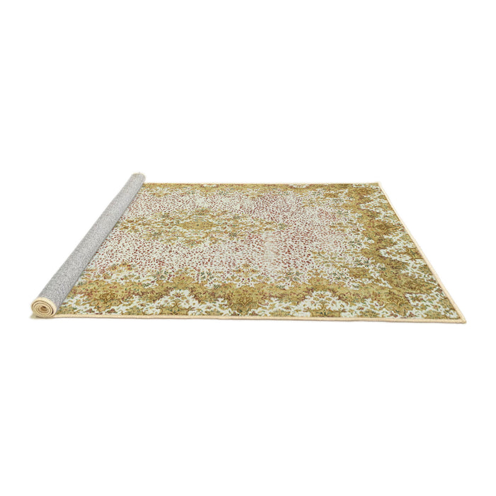 Sideview of Machine Washable Abstract Gold Rug, wshabs1761
