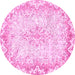 Round Oriental Pink Traditional Rug, abs1761pnk