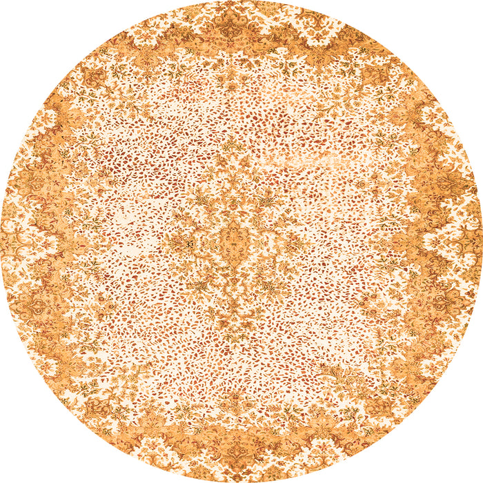 Round Machine Washable Oriental Orange Traditional Area Rugs, wshabs1761org
