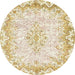 Round Machine Washable Abstract Gold Rug, wshabs1761