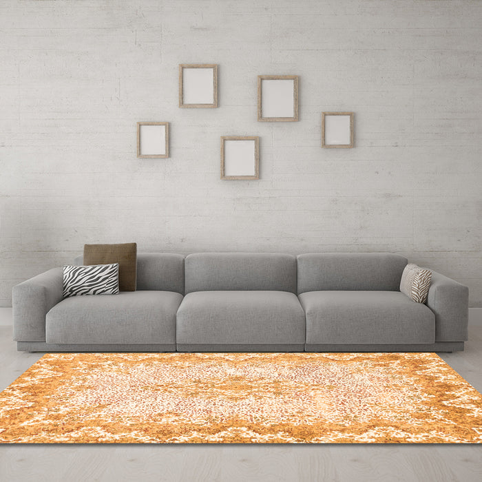 Machine Washable Oriental Orange Traditional Area Rugs in a Living Room, wshabs1761org