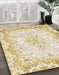 Abstract Gold Oriental Rug in Family Room, abs1761