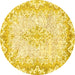 Round Oriental Yellow Traditional Rug, abs1761yw