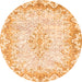 Round Oriental Orange Traditional Rug, abs1761org