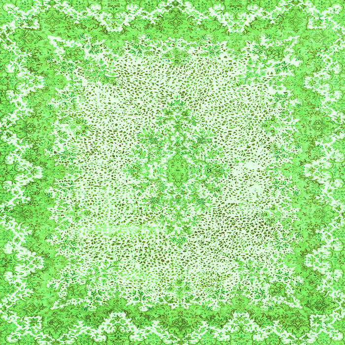 Square Machine Washable Oriental Green Traditional Area Rugs, wshabs1761grn