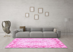Machine Washable Oriental Pink Traditional Rug in a Living Room, wshabs1761pnk