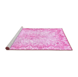 Sideview of Machine Washable Oriental Pink Traditional Rug, wshabs1761pnk