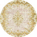 Round Abstract Gold Oriental Rug, abs1761