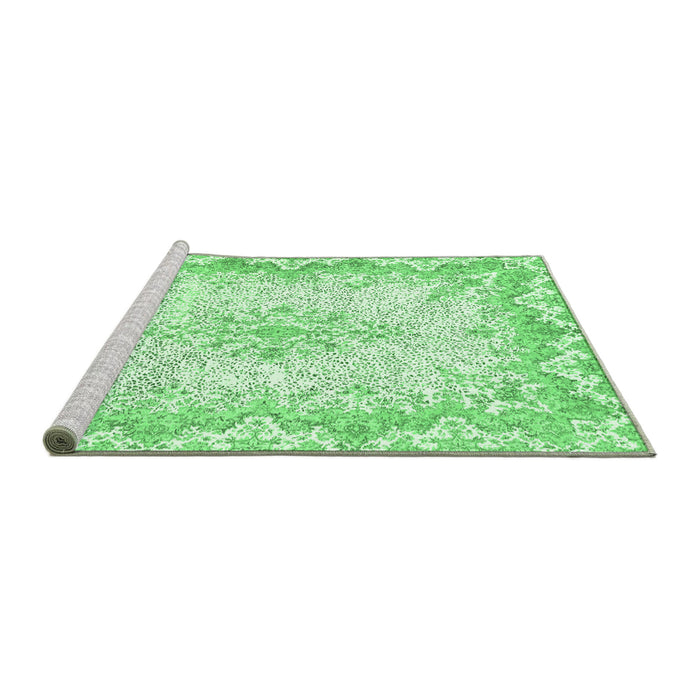 Sideview of Machine Washable Oriental Emerald Green Traditional Area Rugs, wshabs1761emgrn