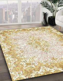 Machine Washable Abstract Gold Rug in a Family Room, wshabs1761