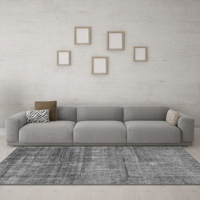 Machine Washable Abstract Gray Modern Rug in a Living Room,, wshabs1762gry